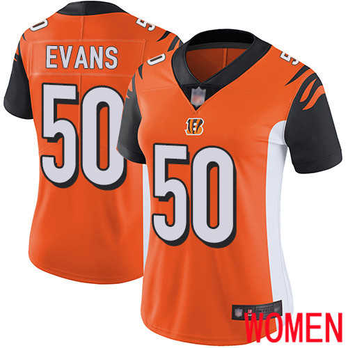 Cincinnati Bengals Limited Orange Women Jordan Evans Alternate Jersey NFL Footballl #50 Vapor Untouchable->youth nfl jersey->Youth Jersey